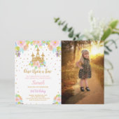 Castle Princess Verjaardag Uitnodiging met Foto (Staand voorkant)