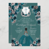 Castle Quinceañera, blauwgroen en zilver Kaart (Voorkant / Achterkant)