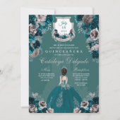 Castle Quinceañera, blauwgroen en zilver Kaart (Voorkant)