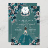 Castle Quinceañera, blauwgroen en zilver Kaart (Voorkant / Achterkant)