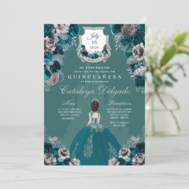 Castle Quinceañera, blauwgroen en zilver Kaart