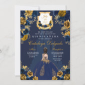 Castle Quinceañera, Navy Blue en Gold Princess Kaart (Voorkant)