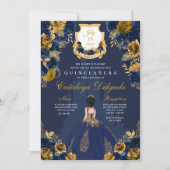 Castle Quinceañera, Navy Blue en Gold Princess Kaart (Voorkant)