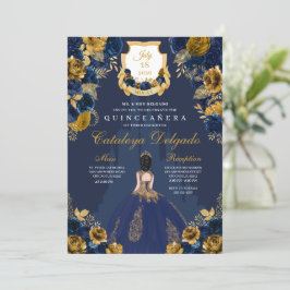 Castle Quinceañera, Navy Blue en Gold Princess Kaart