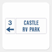 Castle RV Park Road Sign Vierkante Sticker (Voorkant)