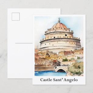 Castle San't Angelo Rome Italië Waterverf Reizen Briefkaart