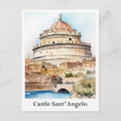 Castle San't Angelo Rome Italië Waterverf Reizen Briefkaart (Voorkant)