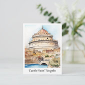 Castle San't Angelo Rome Italië Waterverf Reizen Briefkaart (Staand voorkant)