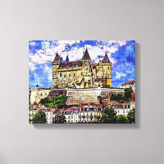Castle Saumur, Loire Valley, Frankrijk. Canvas Afdruk (Voorkant)