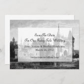 Castle Save the Date Wedding Announding Kaart (Voorkant / Achterkant)