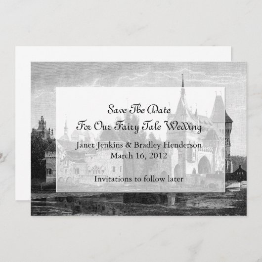 Castle Save the Date Wedding Announding Kaart (Voorkant / Achterkant)