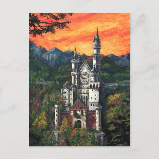 Castle Schloss Neuschwanstein Briefkaart (Voorkant)