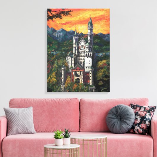 Castle Schloss Neuschwanstein Canvas Afdruk (Insitu (Woonkamer))