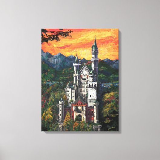Castle Schloss Neuschwanstein Canvas Afdruk (Voorkant)