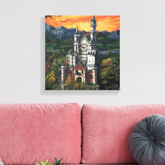 Castle Schloss Neuschwanstein Canvas Afdruk (Insitu (Woonkamer))