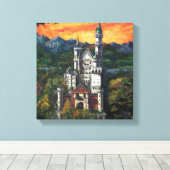Castle Schloss Neuschwanstein Canvas Afdruk (Insitu (Houten vloer))