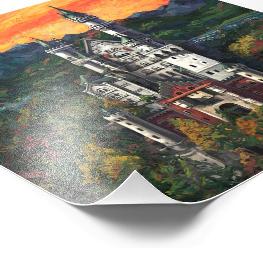 Castle Schloss Neuschwanstein Foto Afdruk (Hoek)