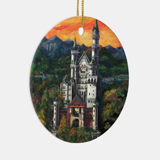 Castle Schloss Neuschwanstein Keramisch Ornament (Rechts)