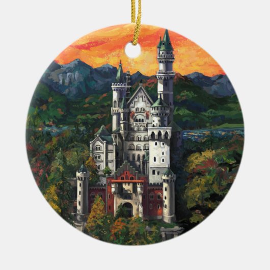 Castle Schloss Neuschwanstein Keramisch Ornament (Voorkant)