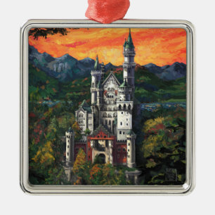 Castle Schloss Neuschwanstein Metalen Ornament