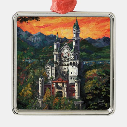 Castle Schloss Neuschwanstein Metalen Ornament (Voorkant)