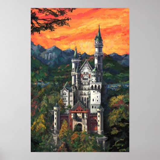 Castle Schloss Neuschwanstein Poster (Voorkant)