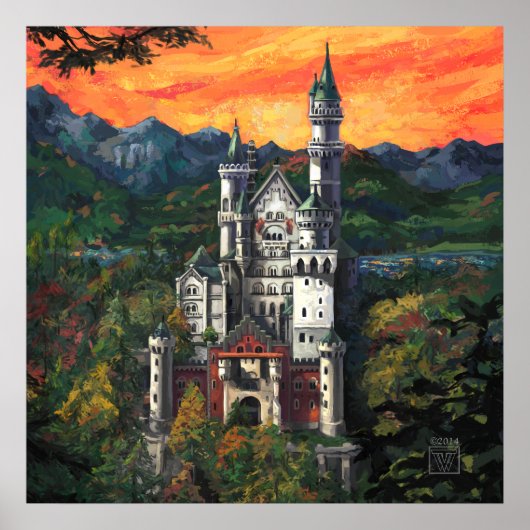 Castle Schloss Neuschwanstein Poster (Voorkant)