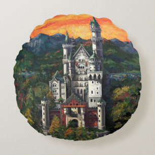 Castle Schloss Neuschwanstein Rond Kussen