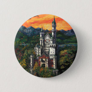 Castle Schloss Neuschwanstein Ronde Button 5,7 Cm