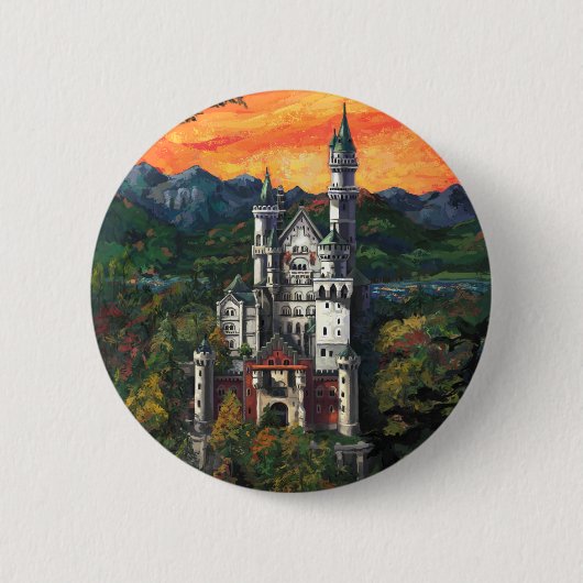 Castle Schloss Neuschwanstein Ronde Button 5,7 Cm (Voorkant)