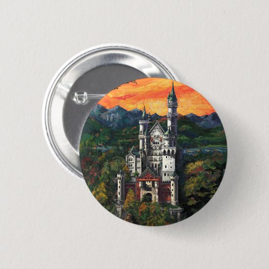 Castle Schloss Neuschwanstein Ronde Button 5,7 Cm (Voorkant /achterkant)