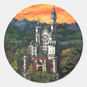 Castle Schloss Neuschwanstein Ronde Sticker