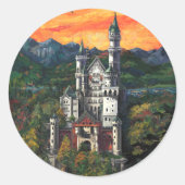 Castle Schloss Neuschwanstein Ronde Sticker (Voorkant)