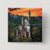 Castle Schloss Neuschwanstein Vierkante Button 5,1 Cm (Voorkant)