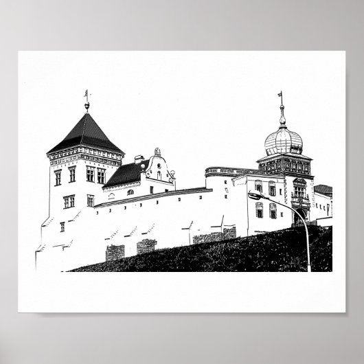 Castle Sketch van de Wit-Russische Architectuur Poster (Voorkant)