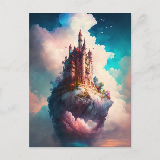 Castle Sky Clouds Fantasy Art Briefkaart (Voorkant)