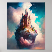 Castle Sky Clouds Fantasy Art Poster (Voorkant)
