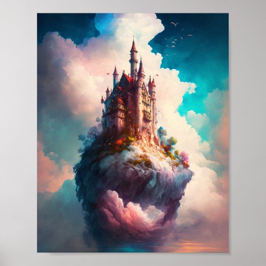 Castle Sky Clouds Fantasy Art Poster (Voorkant)