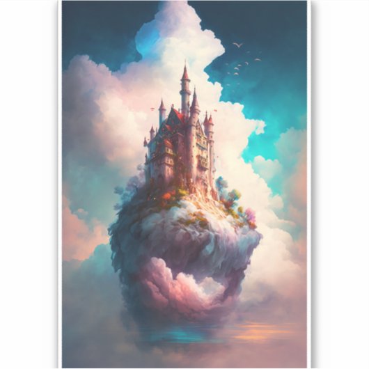 Castle Sky Clouds Fantasy Art Sticker (Voorkant)