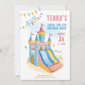 Castle Slide Fun Verjaardagsfeest Kaart (Voorkant)