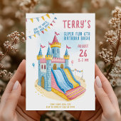 Castle Slide Fun Verjaardagsfeest Kaart