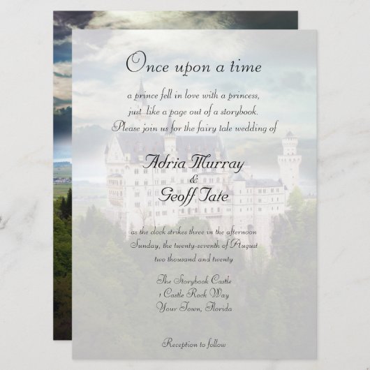 Castle Theme Wedding Invitation Kaart (Voorkant / Achterkant)