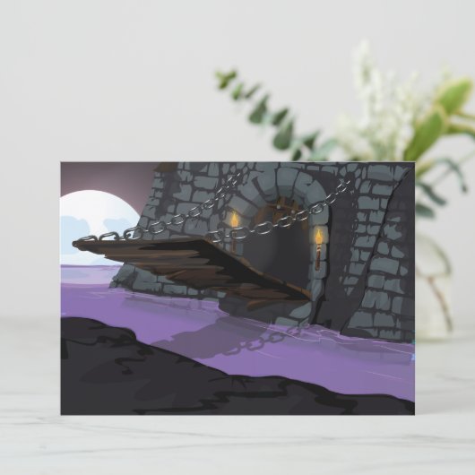 Castle-trekbrug en Moat Kaart (Staand voorkant)