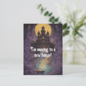 Castle Under a Yellow Moon New Address Briefkaart (Staand voorkant)