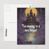 Castle Under a Yellow Moon New Address Briefkaart (Voorkant / Achterkant)