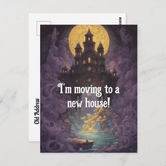 Castle Under a Yellow Moon New Address Briefkaart (Voorkant / Achterkant)