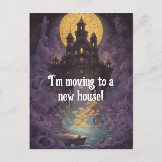 Castle Under a Yellow Moon New Address Briefkaart (Voorkant)