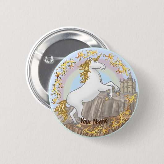 Castle Unicorn pin Ronde Button 5,7 Cm (Voorkant /achterkant)