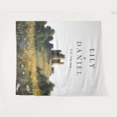 Castle Wildflowers Wedding Photo Backdrop Wandkleed (Voorkant (horizontaal))