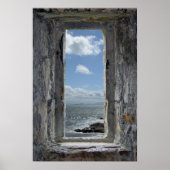 Castle Window Illusion with Seascape Uitzicht Poster (Voorkant)